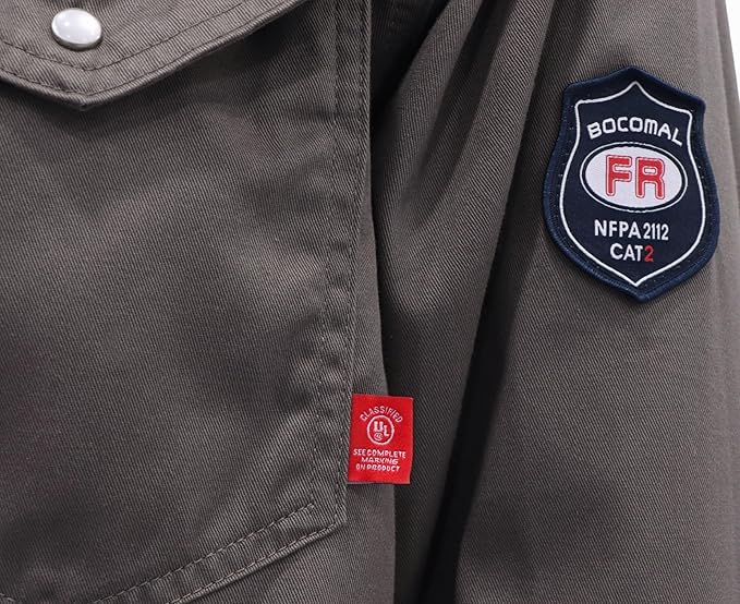 BOCOMAL FR Shirts 6.25oz Lightweight Welding Shirts Flame Resistant Men's Fire Retardant Shirt