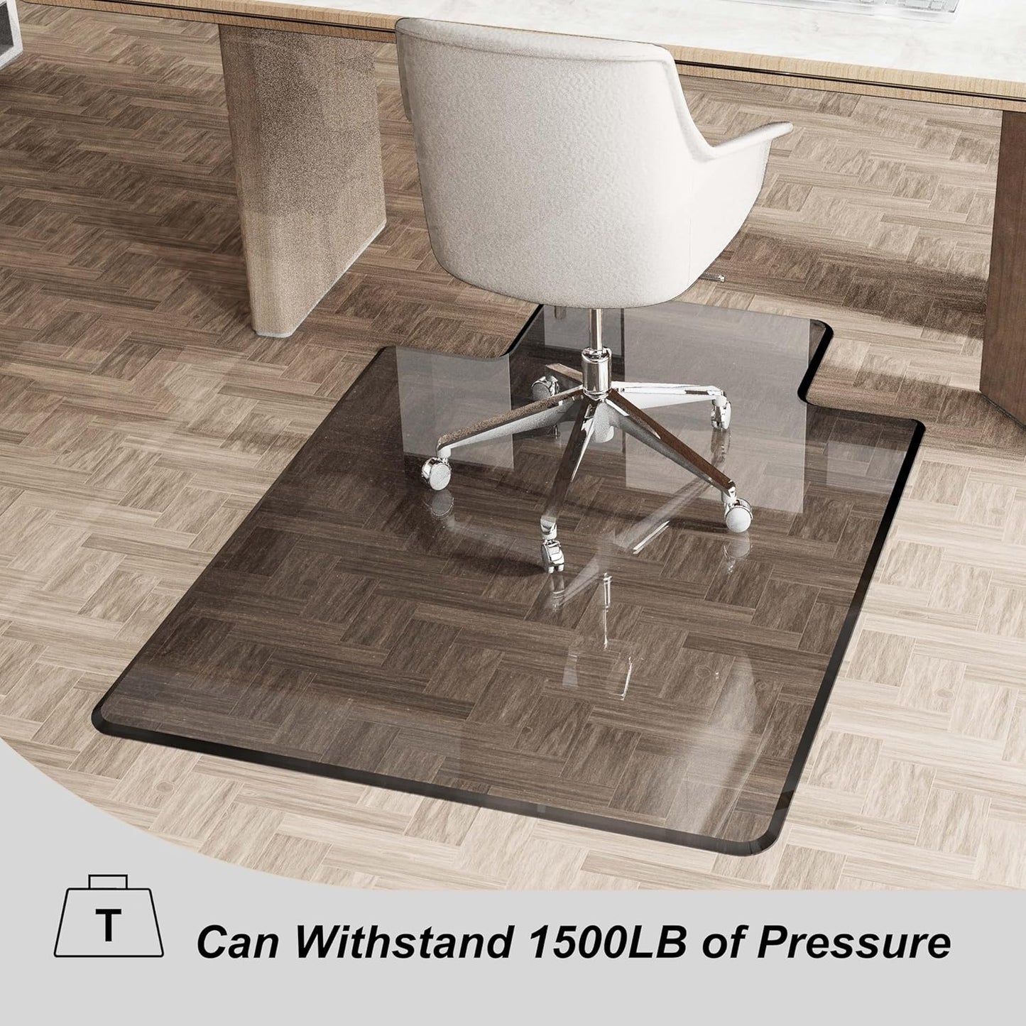 Beveled Edge Irregular Office Chair Mat with Lip for Carpet or Hardwood Floor Crystal Gray 36" x 48" Smooth Glide and Easy Roll On/Off, Heavy Duty and Non-Slip Floor Chair Mat with Lip