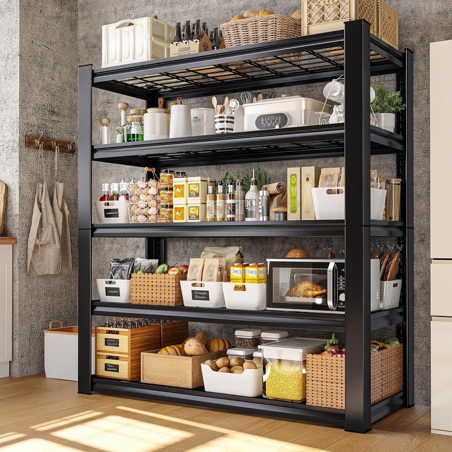 REIBII 3010LBS Storage Shelves 72" H Garage Shelving Heavy Duty Metal Shelving 5 Tier Adjustable Metal Shelves for Storage for Kitchen Pantry Warehouse Basement 72" H x 35.5" W x 16" D, 2 Pack