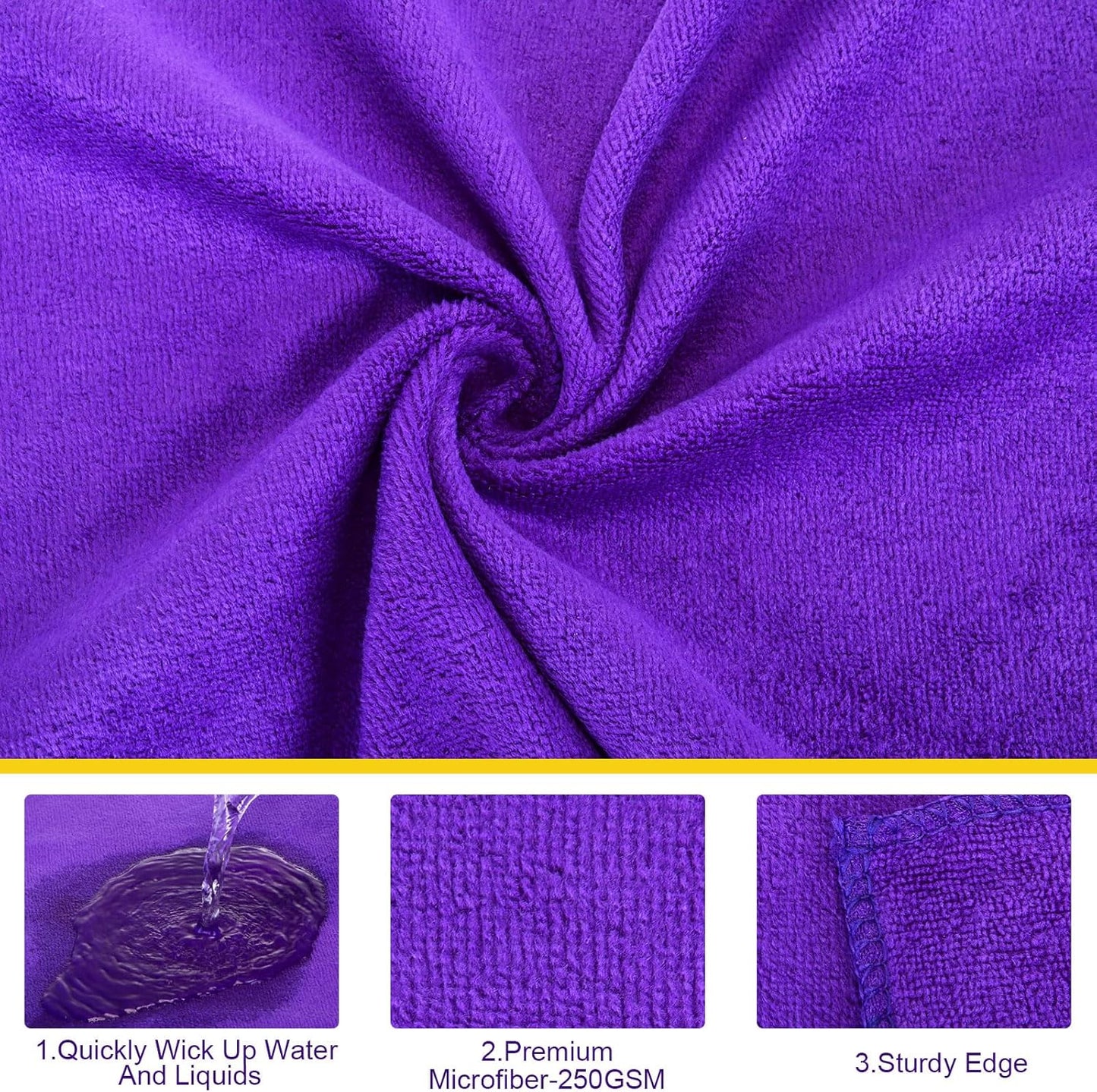 Nuenen Microfiber Cleaning Cloths for Cars 16 x 16 Inch Ultra Absorbent Car Towels Drying Reusable Cleaning Supplies House Kitchen Window Microfiber Towel(Purple,120 Pcs)