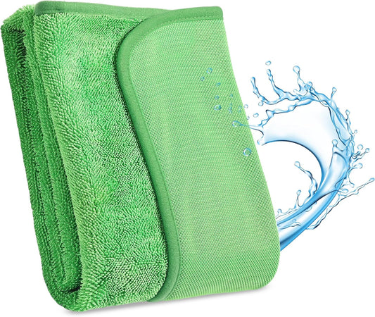 JOYMOOP Microfiber Towels for Cars, 35.4" x 23.6" Car Drying Towel, Green Reusable Car Towel, Quick Drying Car Microfiber Cleaning Cloth for RVs, SUVs, Trucks