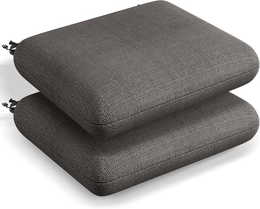 Codi Outdoor Seat Cushions for Patio Furniture 22x22 Inch, Waterproof Chair Cushion with Textured Fabric, Handles & Adjustable Straps, Fade Resistant - Set of 2, Grey