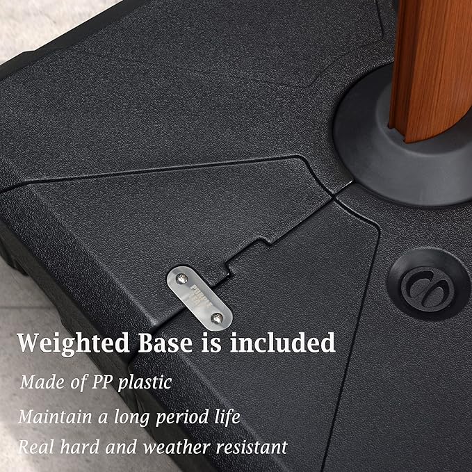 PURPLE LEAF 10ft Patio Umbrella with Base Outdoor Square Umbrellas Large Cantilever Umbrella Windproof Offset Umbrellas Heavy Duty Sun Umbrella for Garden Deck Pool Patio, Navy Blue