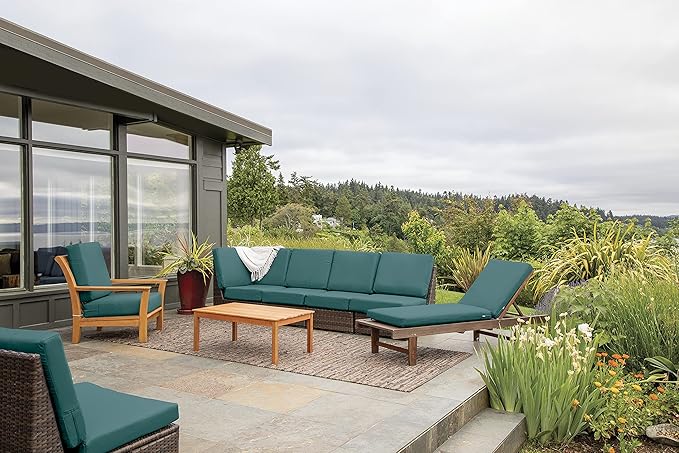 Classic Accessories Ravenna Water-Resistant 21 x 19 x 3 Inch Patio Seat Cushion, Mallard Green, Chair Seat Cushion