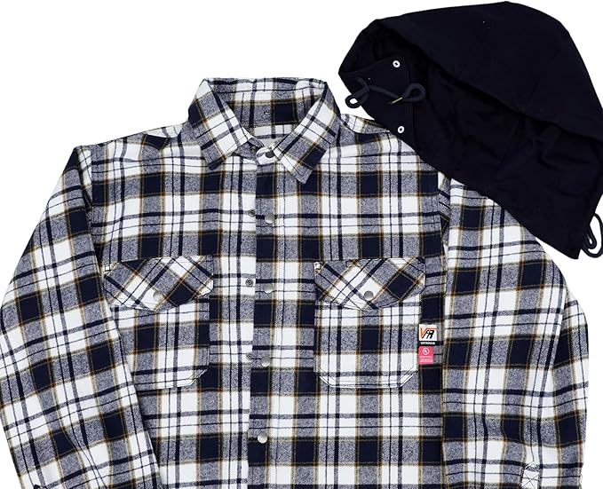 VATRENUS FR Shirts for Men Plaid Flannel Jacket 8.5oz Heavyweight Flame Resistant Welding Shirt