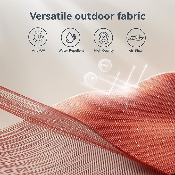 PHI VILLA 10ft Patio Umbrella Outdoor 3 Tier Vented Market Table Umbrella with 1.5" Umbrella Pole and 8 Sturdy Ribs, (Orange Red)（No Base）