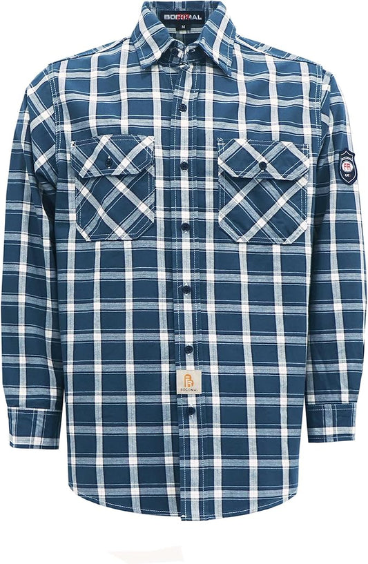 BOCOMAL FR Shirts 6.25oz Lightweight Welding Shirts Flame Resistant Men's Fire Retardant Shirt