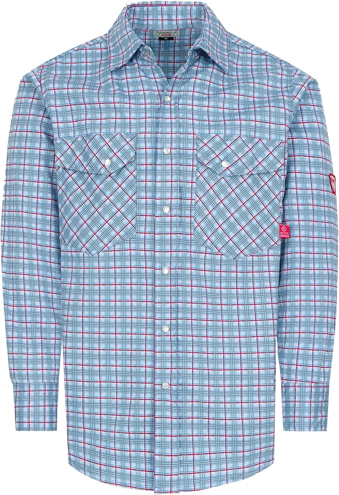 TICOMELA FR Shirts for Men Flame Resistant Shirt CAT2 Light Weight 6.5oz Fire Retardant Men's Welding Shirt