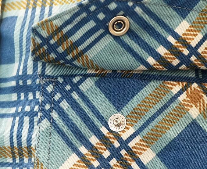 BOCOMAL FR Shirts for Men Printed Plaid Flame Resistant NFPA2112/CAT2 6.5oz Lightweight Fire Retardant Shirt