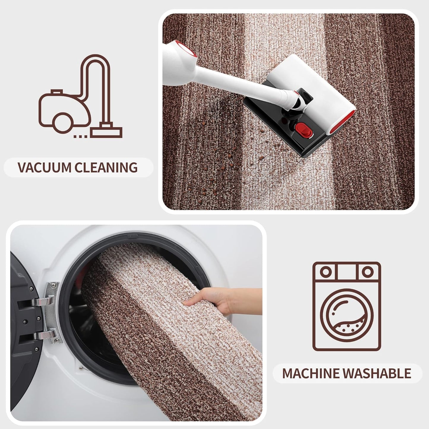 Kitinjoy Indoor Outdoor Door Mat, 36x24 Non-Slip Absorbent Dirt Trapper, Low-Profile Washable Inside Entrance Front Floor Mat, Sturdy Soft Entry Doormats for Entryway, Brown