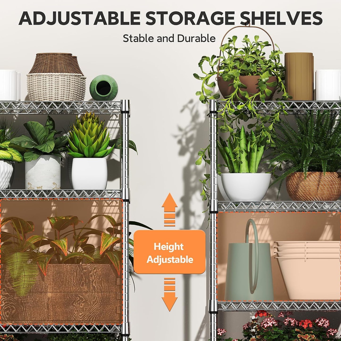 6 Tiers Storage Shelves Load 2100LBS, Metal Shelving Wire Metal Shelving Unit Shelves for Storage Adjustable Garage Shelving for Pantry Kitchen Garage Chrome 17.7" D x 47.3" W x 82.4" H