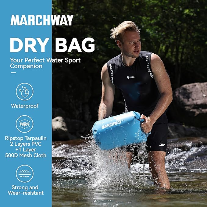 MARCHWAY Floating Waterproof Dry Bag Backpack 5L/10L/20L/30L/40L, Roll Top Sack Keeps Gear Dry for Kayaking, Rafting, Boating, Swimming, Camping, Hiking, Beach, Fishing