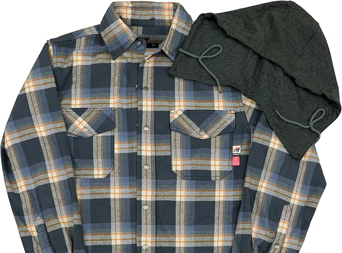 VATRENUS FR Shirts for Men Plaid Flannel Jacket 8.5oz Heavyweight Flame Resistant Welding Shirt