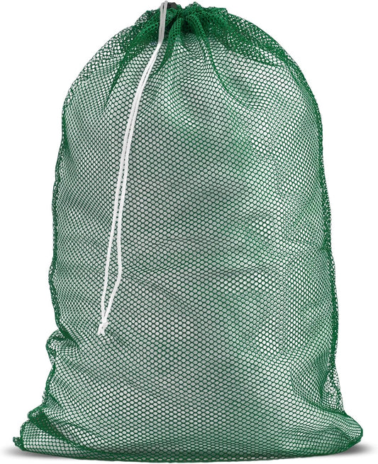 Handy Laundry Mesh XL Laundry Bags - Durable, Machine Washable with Secure Drawstring Closure - Perfect for College Dorms, Laundromats, Apartments (Green, Large 24" x 36")