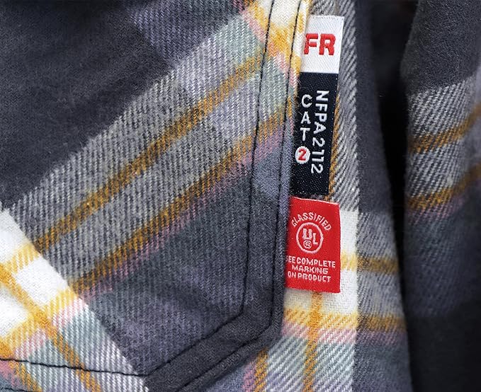 BOCOMAL FR Shirts for Men Welding Shirt Plaid 8.5oz Heavyweight Fire Retardant/Flame Resistant Welding Jacket