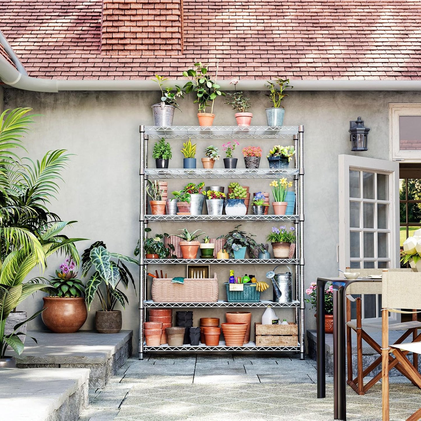 IZEUK 6-Tier Heavy Duty Metal Wire Shelving Unit, Adjustable Storage Rack Organizer for Garage, Kitchen, Office, Pantry, Warehouse (Chrome, 17.7" D x 47.2" W x 82.7" H)