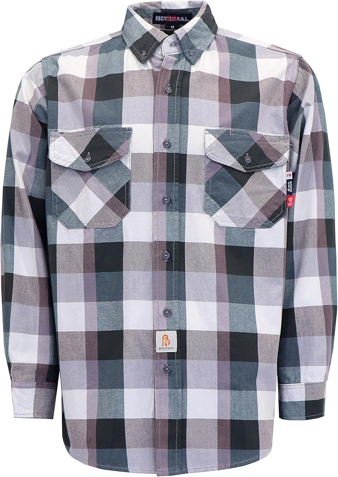 BOCOMAL FR Shirts 6.25oz Lightweight Welding Shirts Flame Resistant Men's Fire Retardant Shirt