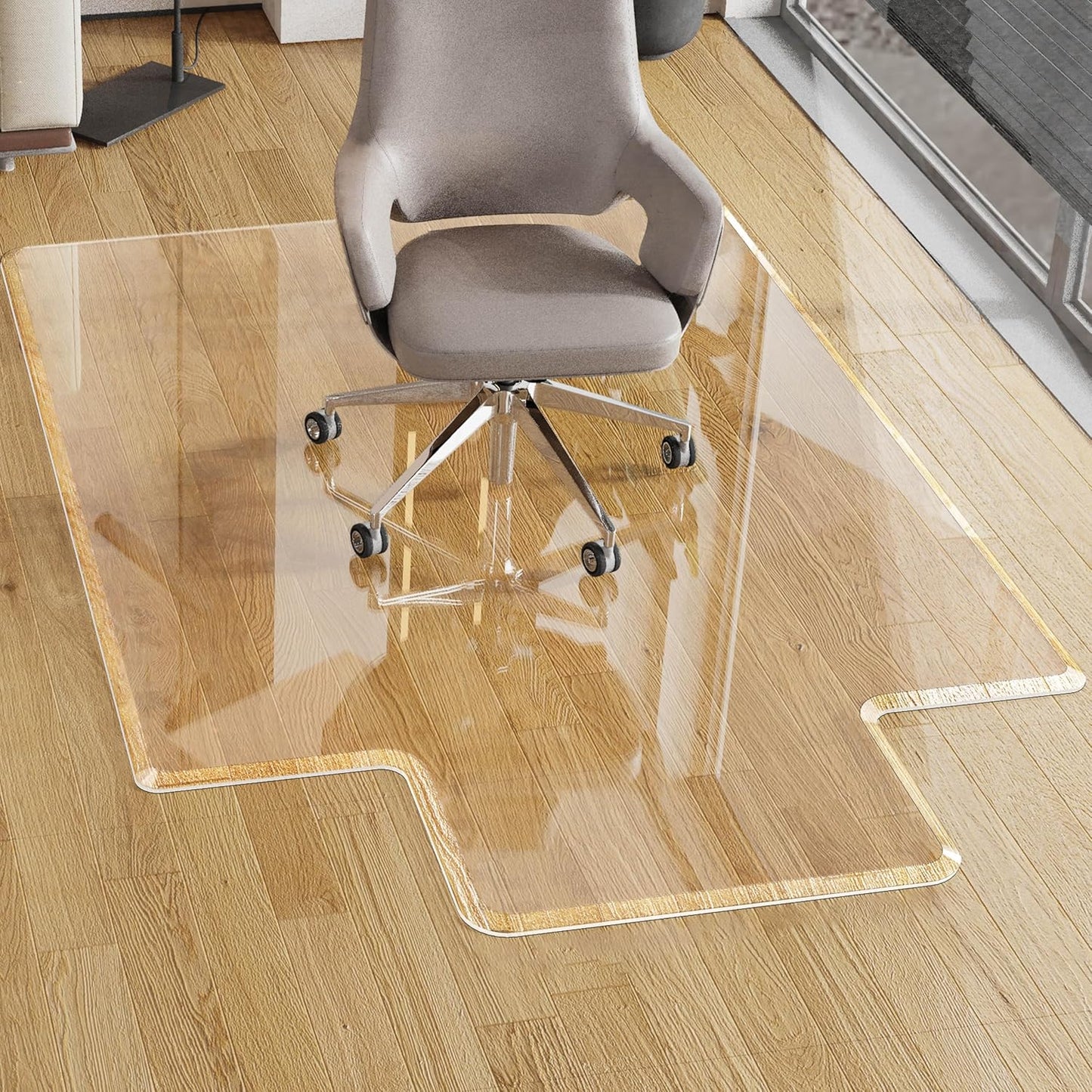 Beveled Edge Irregular Office Chair Mat with Lip for Carpet or Hardwood Floor Crystal Clear 36" x 48" Smooth Glide and Easy Roll On/Off, Heavy Duty and Non-Slip Pad Floor Chair Mat with Lip