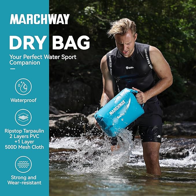 MARCHWAY Floating Waterproof Dry Bag Backpack 5L/10L/20L/30L/40L, Roll Top Sack Keeps Gear Dry for Kayaking, Rafting, Boating, Swimming, Camping, Hiking, Beach, Fishing