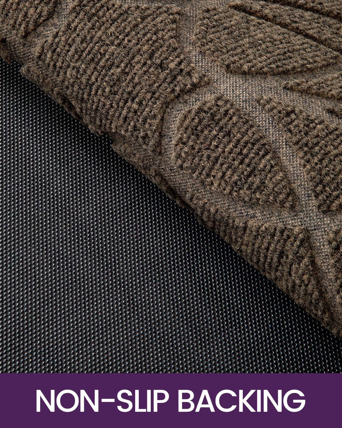 DEXI Front Door Mat Outside Entrance, Heavy Duty Non Slip Low Profile Doormat for Entryway, Trap Dirt and Moisture Welcome Mats, Easy Clean, Patio, Garage, 3x2, Brown