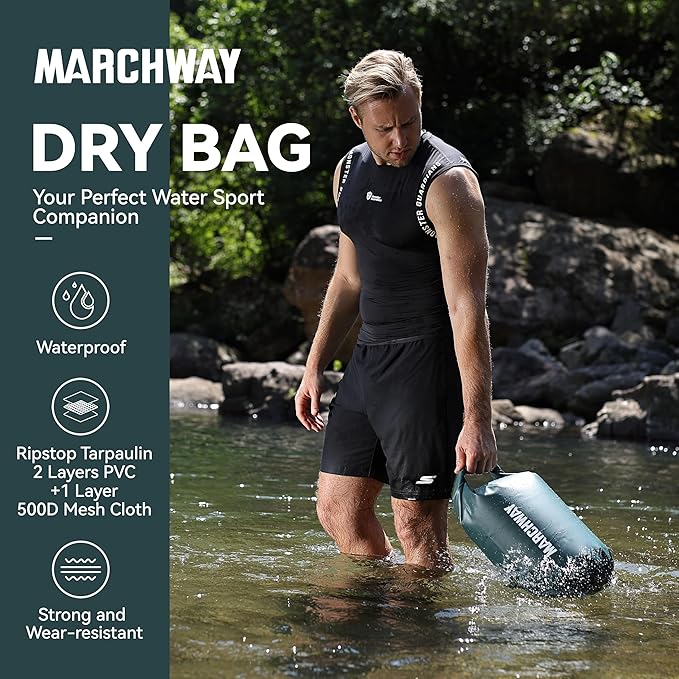 MARCHWAY Floating Waterproof Dry Bag Backpack 5L/10L/20L/30L/40L, Roll Top Sack Keeps Gear Dry for Kayaking, Rafting, Boating, Swimming, Camping, Hiking, Beach, Fishing
