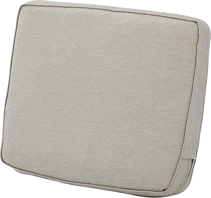 Classic Accessories Montlake Water-Resistant 21 x 22 x 4 Inch Patio Lounge Back Cushion, Heather Grey, Outdoor Loveseat Cushions