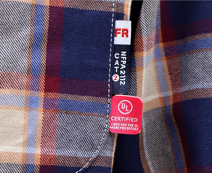BOCOMAL FR Shirts Flame Resistant 100% C NFPA2112 7.5oz Men's Fire Retardant Welding Shirt