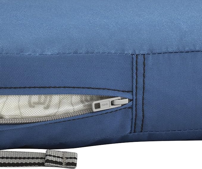 Classic Accessories Ravenna Water-Resistant 19 x 19 x 3 Inch Patio Seat Cushion, Empire Blue, Chair Seat Cushion