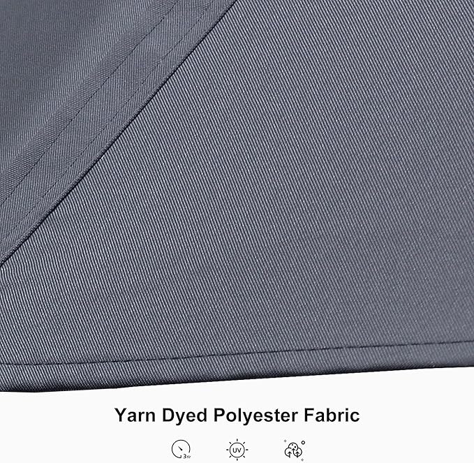 PURPLE LEAF 10 Feet Patio Umbrella with Base Outdoor Cantilever Solar Powered LED Square Umbrella Aluminum Offset Umbrella with 360-degree Rotation for Garden Deck Pool Patio Light Grey