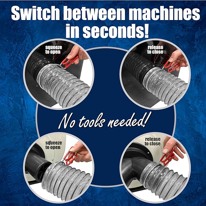 Peachtree Woodworking 4"" x 10' (4 inch diameter by 10 feet long) Ultra Flex Clear Vue Heavy Duty PVC Dust Debris and Fume Collection Hose (Hose w/EZ Release Clamps)