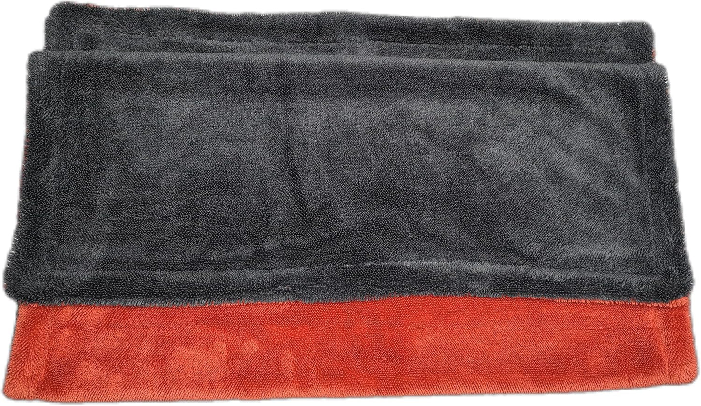 SOFTBATFY 1200 GSM 36" x 24"Dual Sided Microfiber Car Cleaning Drying Towel with Twist Pile, Super Absorbent, Scratch-Free, Machine Washable(Red-Grey)