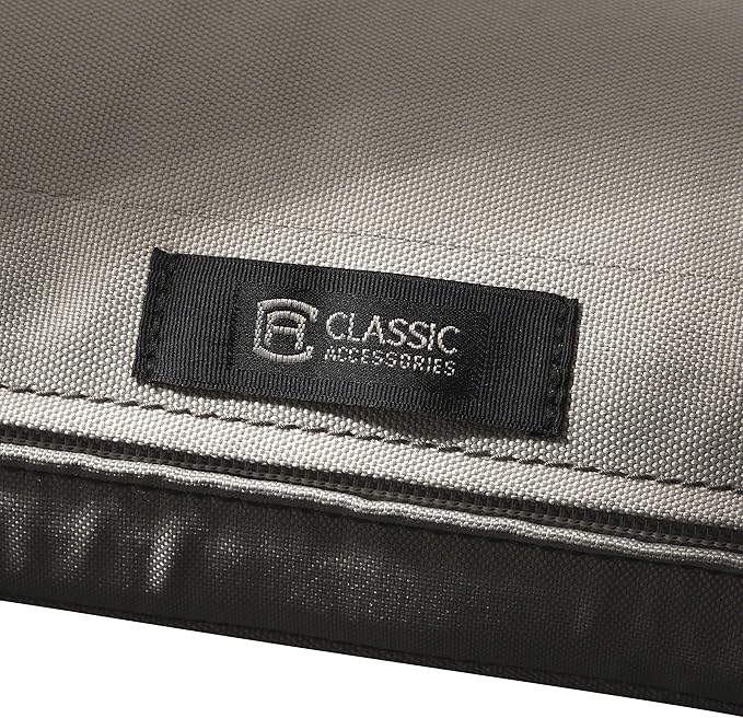 Classic Accessories Ravenna Water-Resistant 17 x 15 x 2 Inch Patio Seat Cushion, Mushroom, Chair Seat Cushion