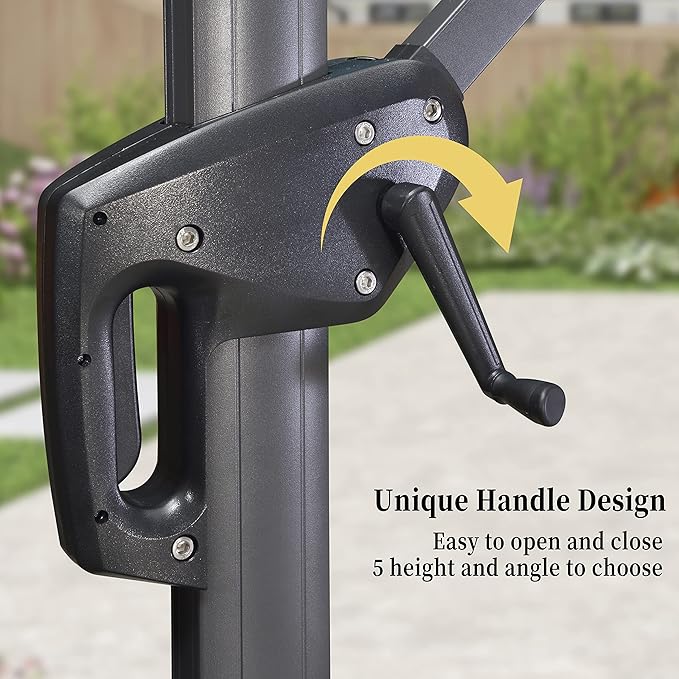 PURPLE LEAF 11 Feet Patio Umbrella with Base Outdoor Cantilever Round Umbrella Aluminum Offset Umbrella with 360-degree Rotation for Garden Deck Pool Patio, Grey