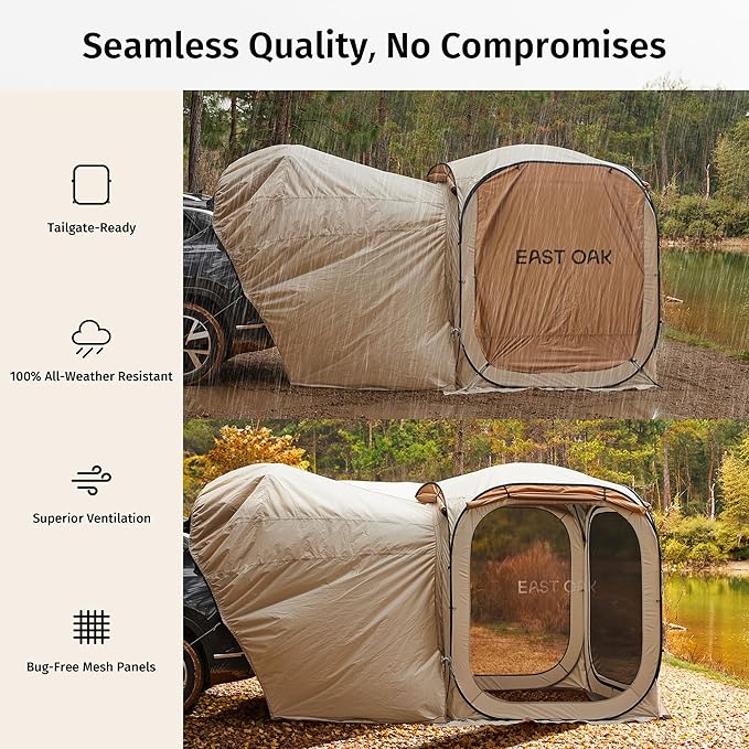 East Oak SUV Tailgate Tent Extension | Camping Shade for SUV, Truck & Hatchback | Windproof & Waterproof Canopy for Outdoor Adventures | Designed for 12x12 FT East Oak Camping Tent