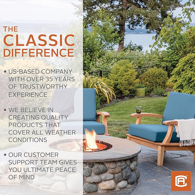 Classic Accessories Ravenna Water-Resistant 17 x 15 x 2 Inch Patio Seat Cushion, Espresso