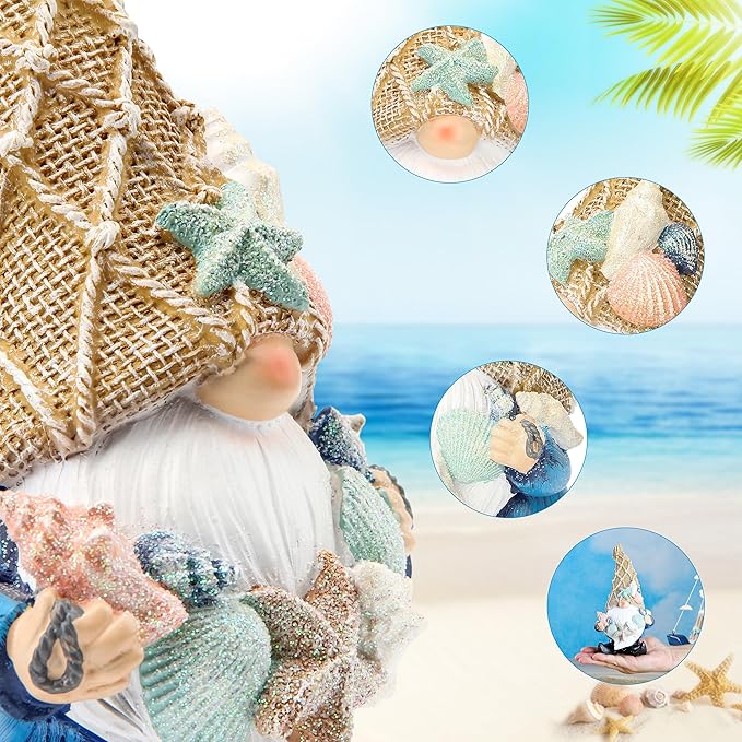 Leekung Garden Gnomes Statues - Outdoor Funny Garden Decor - Ocean Gnomes for Indoor/Outdoor, Beach, Patio, Lawn, Yard, Porch, Bookshelf Gifts
