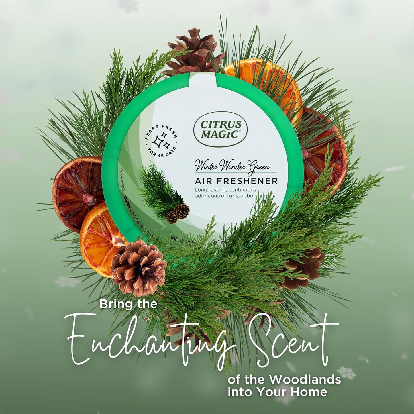 Citrus Magic Holiday Odor Absorbing Solid Air Freshener, Winter Wonder Green, 7-Ounce, Pack of 3