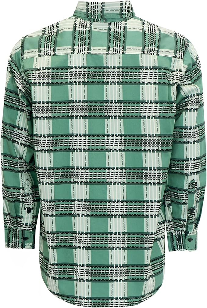BOCOMAL FR Shirts for Men Printed Plaid Flame Resistant NFPA2112/CAT2 6.5oz Lightweight Fire Retardant Shirt