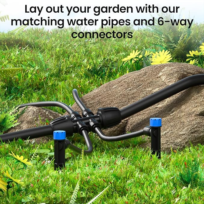 MIXC 25 FT 1/2 Inch Drip Irrigation Tubing Kit:Premium Garden and Landscape Watering System with 2 Quick Connector 4-Way Connector