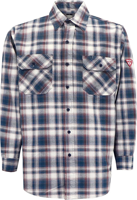 TICOMELA FR Shirts for Men Flame Resistant Shirt CAT2 Light Weight 6.5oz Fire Retardant Men's Welding Shirt
