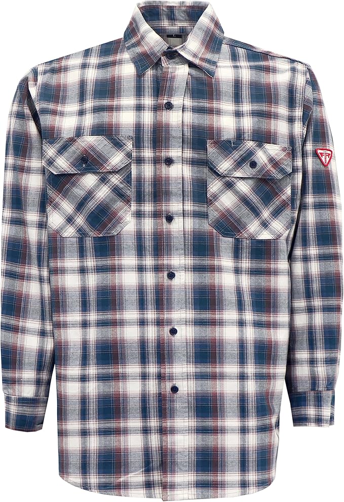 TICOMELA FR Shirts for Men Flame Resistant Shirt CAT2 Light Weight 6.5oz Fire Retardant Men's Welding Shirt