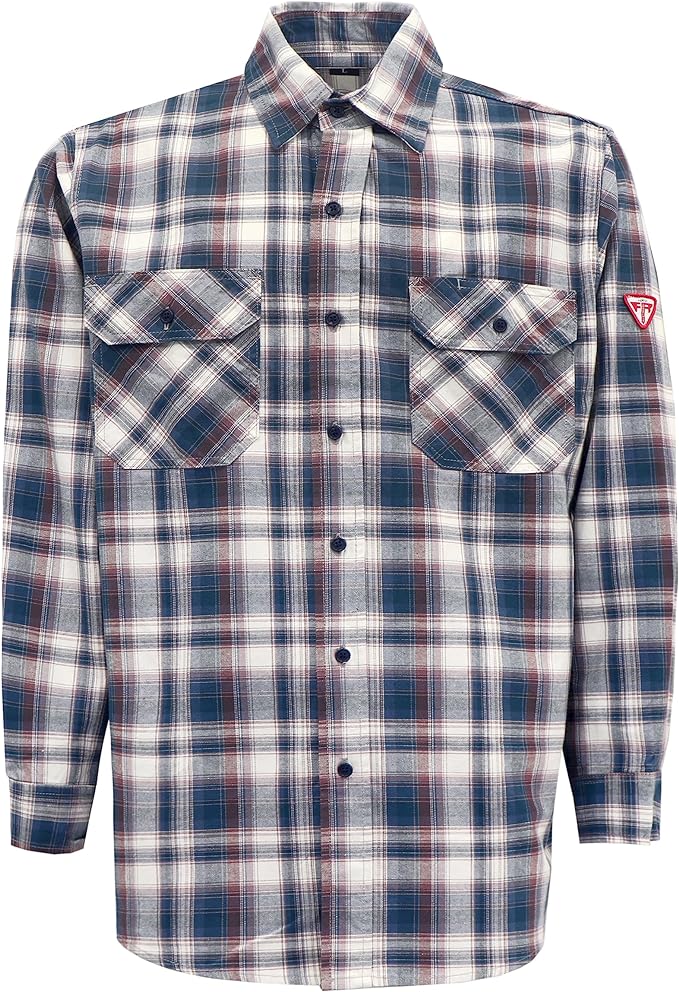 TICOMELA FR Shirts for Men Flame Resistant Shirt CAT2 Light Weight 6.5oz Fire Retardant Men's Welding Shirt