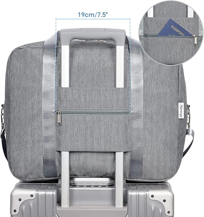 For Spirit Airlines Personal Item Bag 18x14x8 Foldable Travel Duffel Bag Underseat Carry on Luggage for Women and Men 30L (Grey)