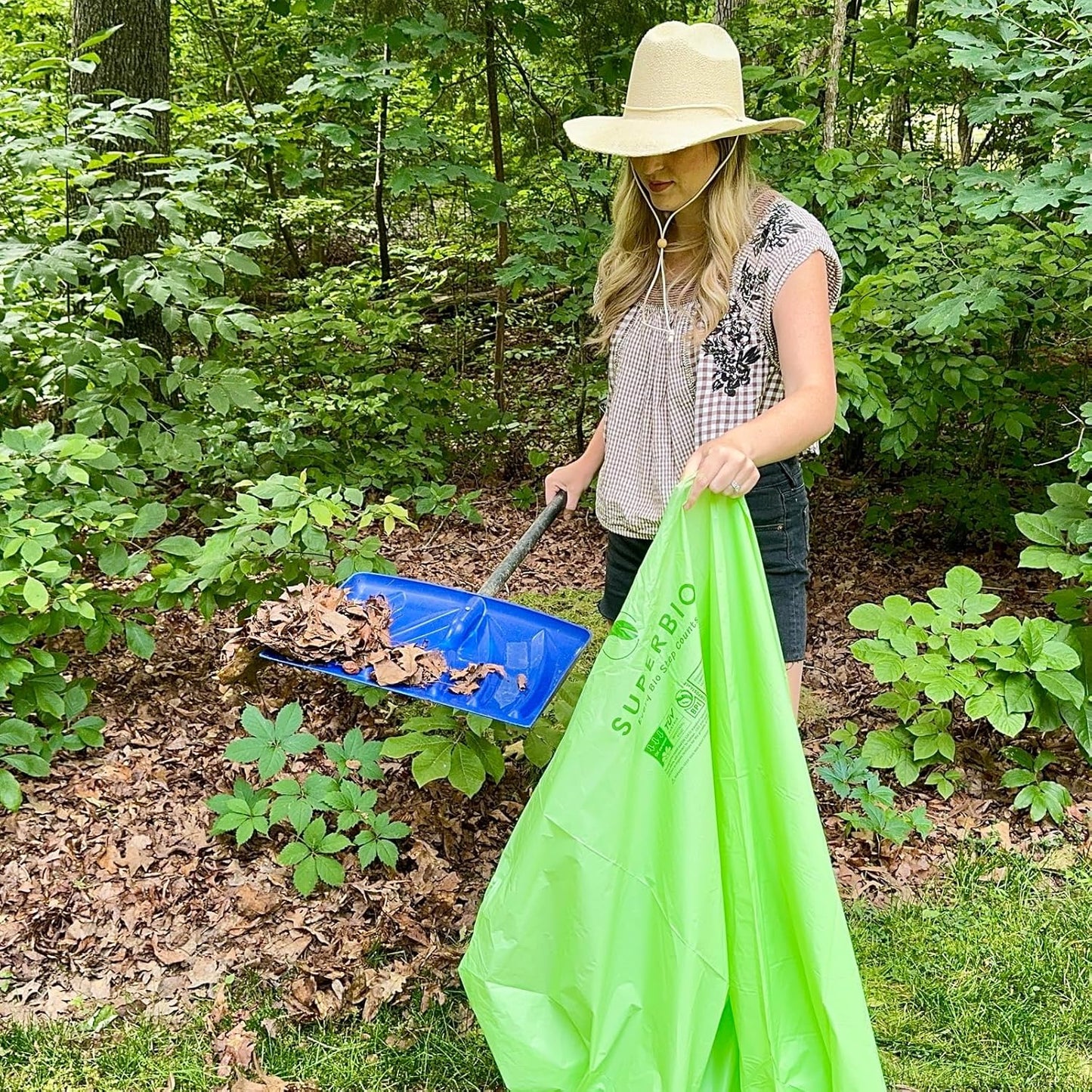 SUPERBIO 64 Gallon Compostable Yard Waste Bags, Lawn & Leaf Bags, 242.3L (60 Count Bulk), Heavy Duty 1.57 Mils, BPI and OK compost INDUSTRIAL