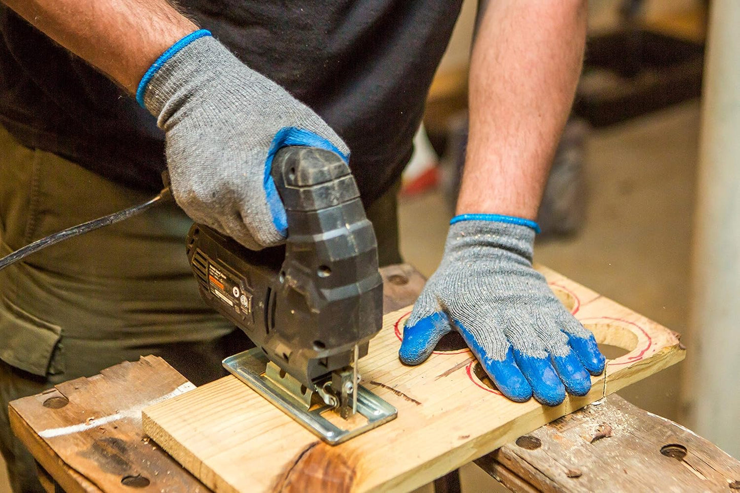 G & F Products - 3100S-10 120 Pairs Small Rubber Latex Double Coated Work Gloves for Construction, gardening gloves, heavy duty Cotton Blend Blue