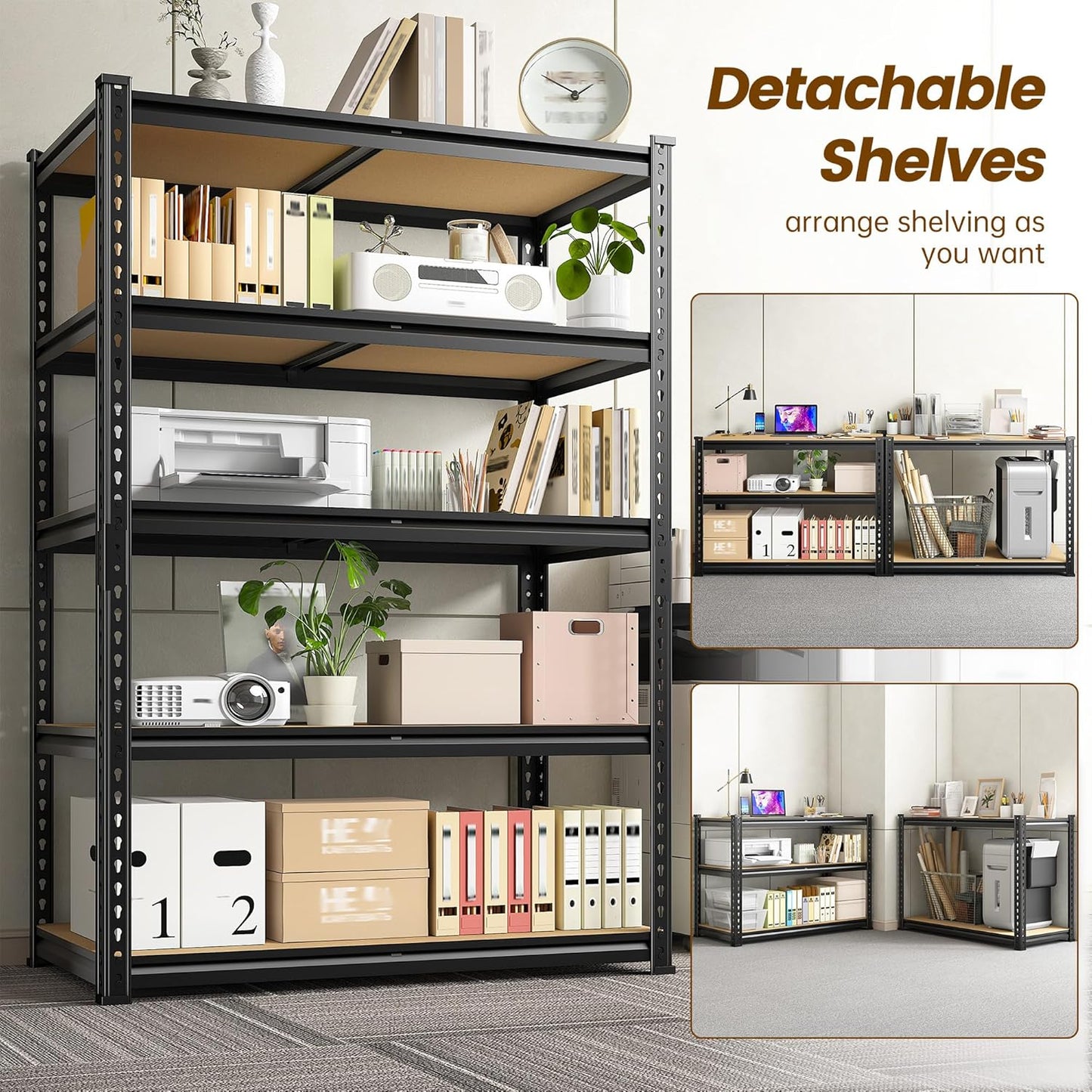 1980LBS Storage Shelves, 5-Tier Adjustable Pantry Shelves, Metal Shelving Unit for Kitchen, Pantry, Closet, Laundry, Garage,72.06" H x 35.55" W x 11.81" D