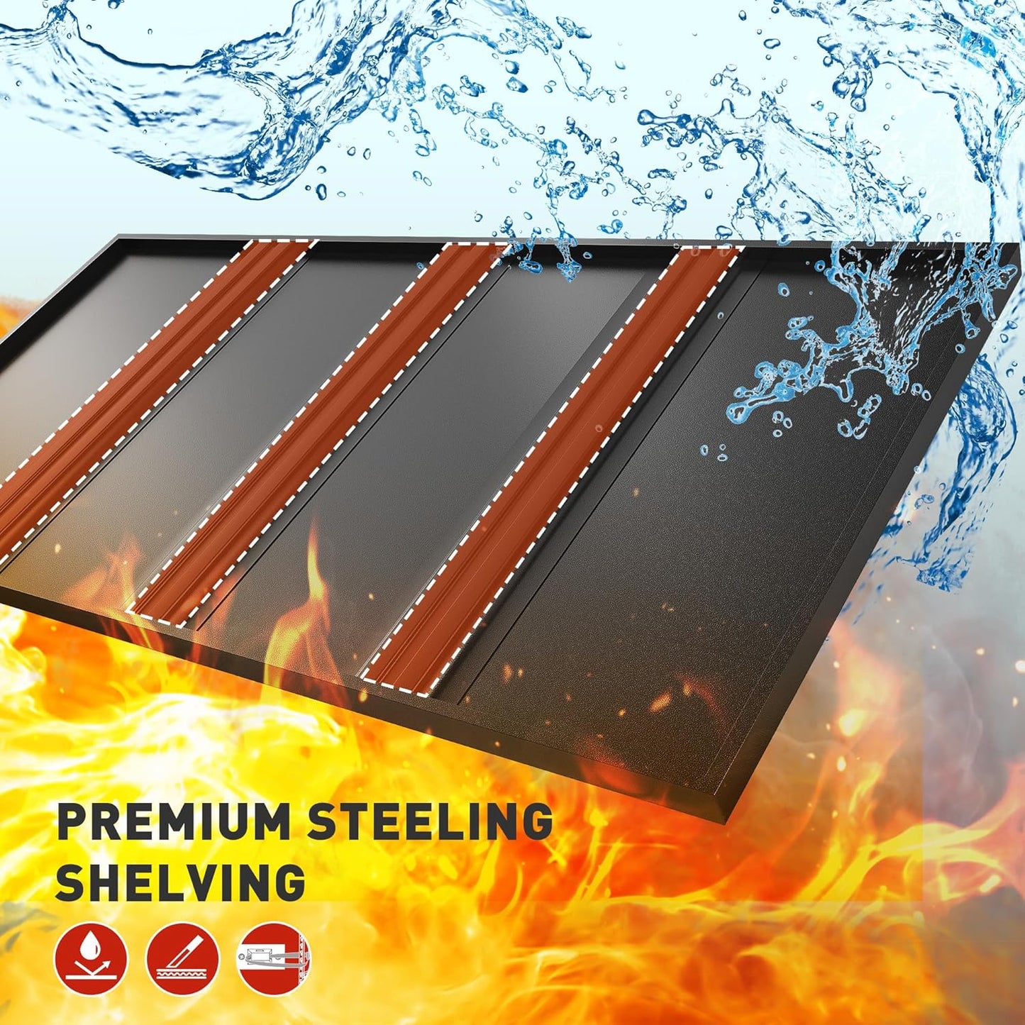 REIBII 72" H Garage Shelving Load 2500 LBS, Heavy Duty Storage Shelves, 5-Tier Adjustable Garage Shelves for Warehouse, Basement, 72" H x36 W x18 D, Black, 3 Pack