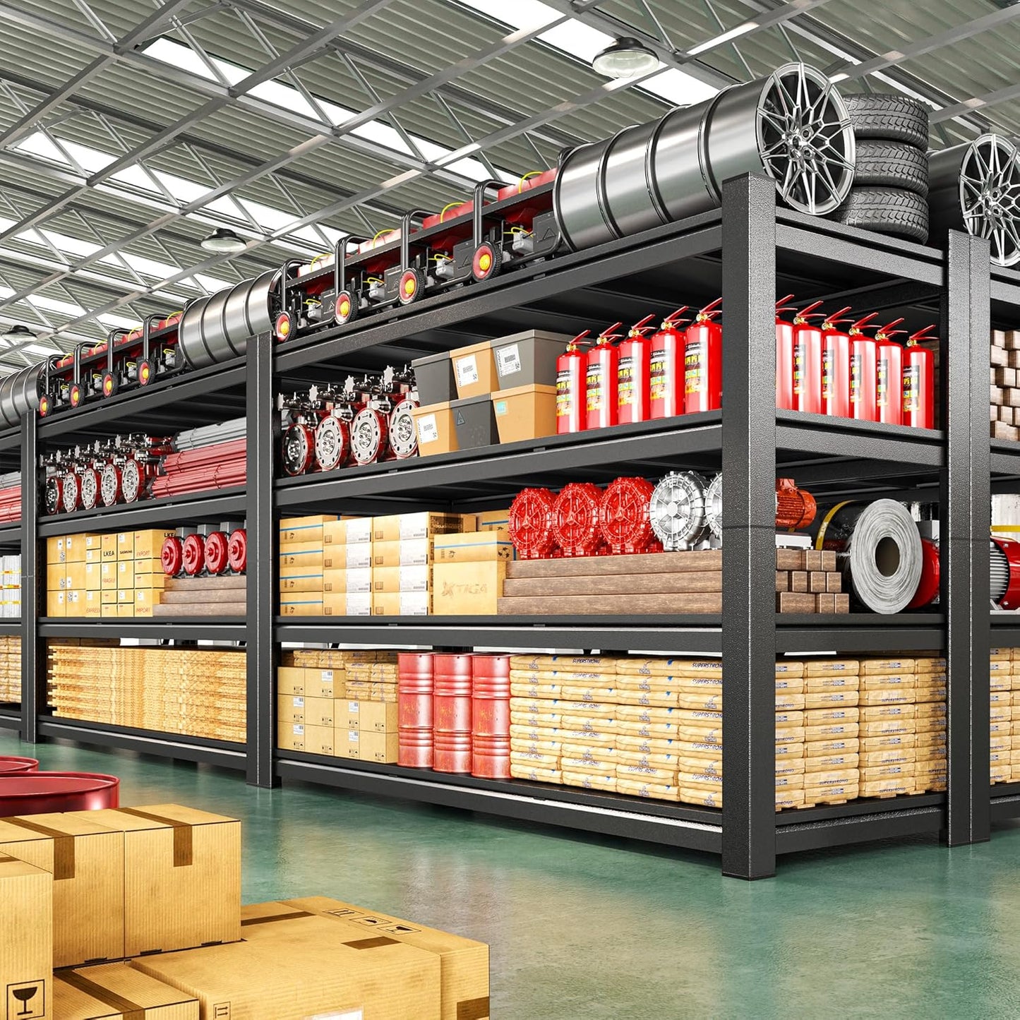 2500LBS Storage Shelves, 60.1" W Garage Shelving Heavy Duty, Adjustable Metal Shelving Unit, Storage Rack for Garage, Basement, Warehouse with Tool-Free Installation, 60.1" W x 24" D x 60.1" H