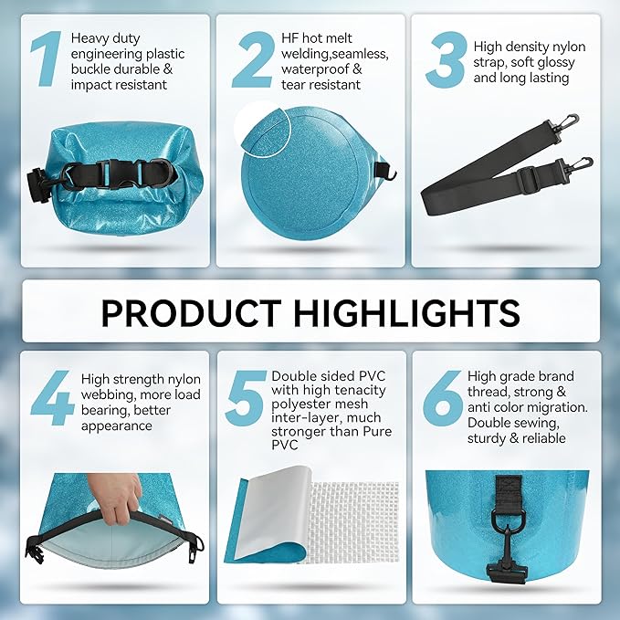 MARCHWAY Floating Waterproof Dry Bag Backpack 5L/10L/20L/30L/40L, Roll Top Sack Keeps Gear Dry for Kayaking, Rafting, Boating, Swimming, Camping, Hiking, Beach, Fishing