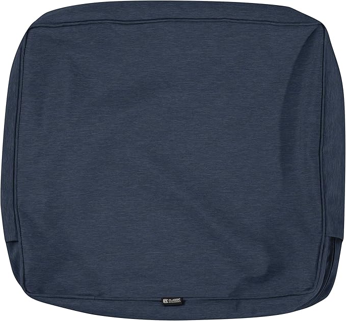 Classic Accessories Montlake Water-Resistant 25 x 18 x 4 Inch Patio Lounge Back Cushion, Heather Indigo Blue, Outdoor Loveseat Cushions